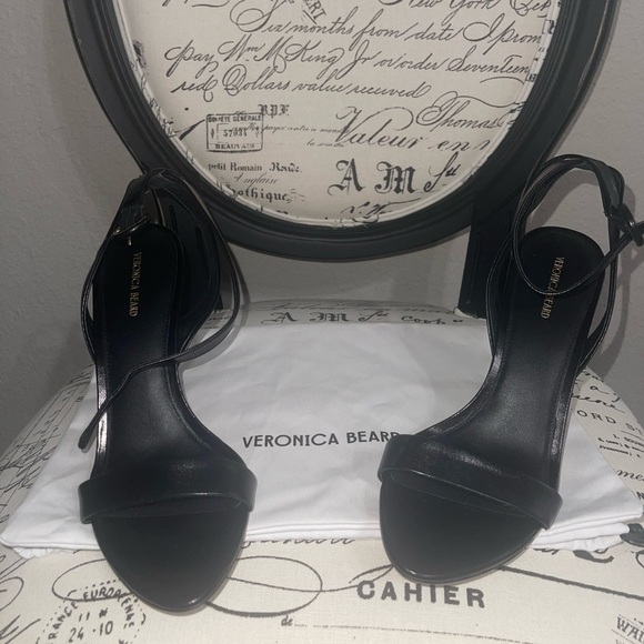 Veronica Beard Black Darcelle Ankle Strap Sandal Heeled Stiletto Leather Sz 10 - Picture 2 of 8